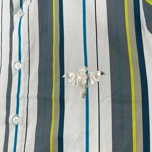 Disney Haunted Mansion Mens Medium Multicolor Striped Madame Leota Button Shirt - Picture 3 of 10